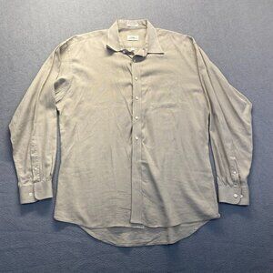 Louis Roth Mens Button Up Shirt Sz 18 36/37  Long Sleeve,Cotton Solid,Pocket‎